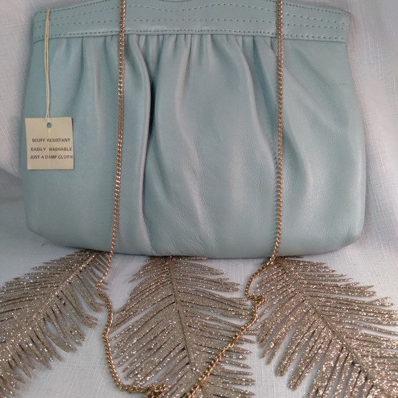 ANDE Robins egg blue evening clutch/ crossbody bag. - Picture 2 of 6